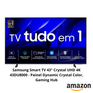 Samsung Smart TV 43" Crystal UHD 4K 43DU8000 - Painel Dynamic Crystal Color, Gaming Hub